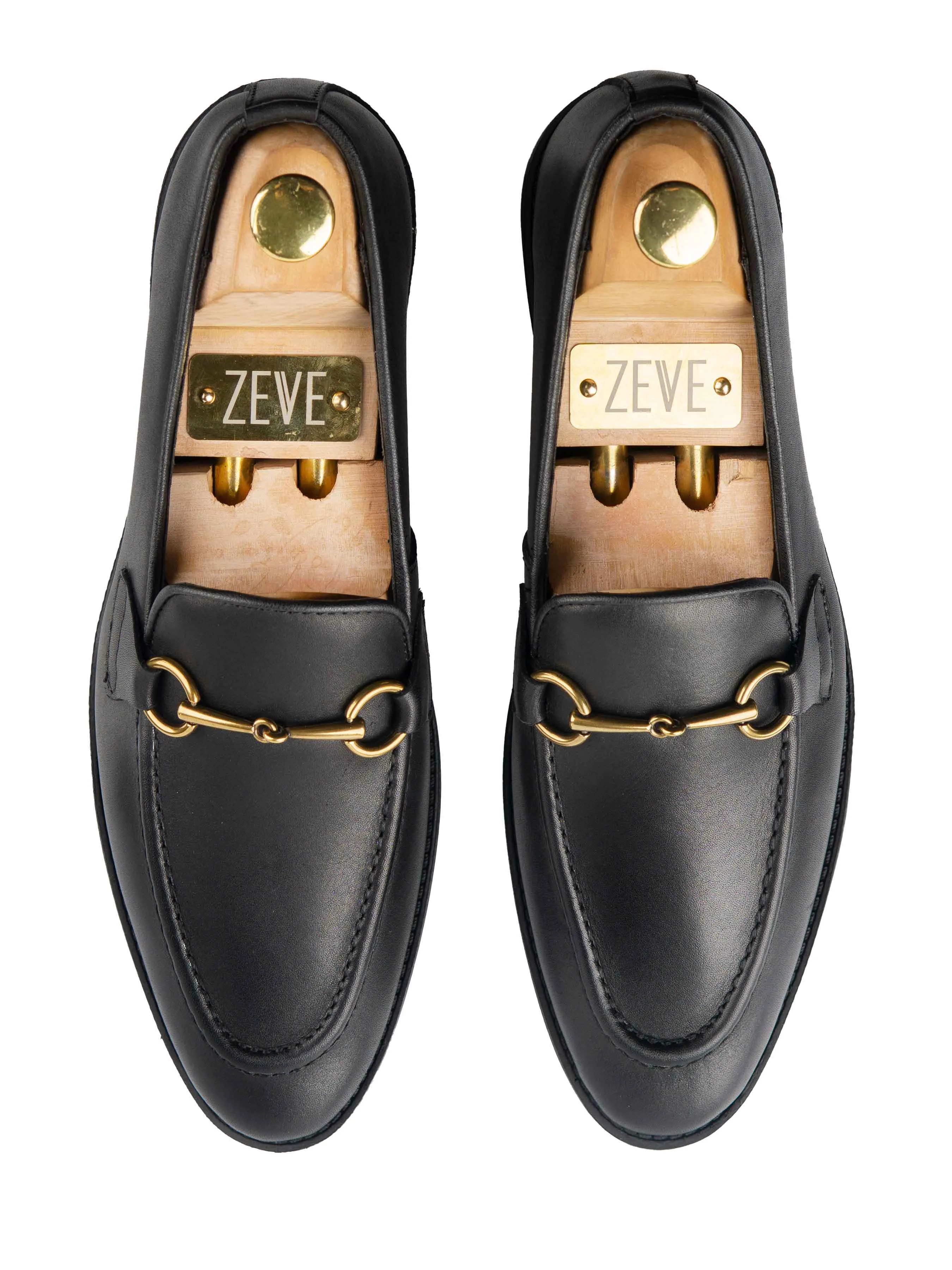 Horsebit Buckle Loafer - Solid Black Leather (Flexi-Sole)