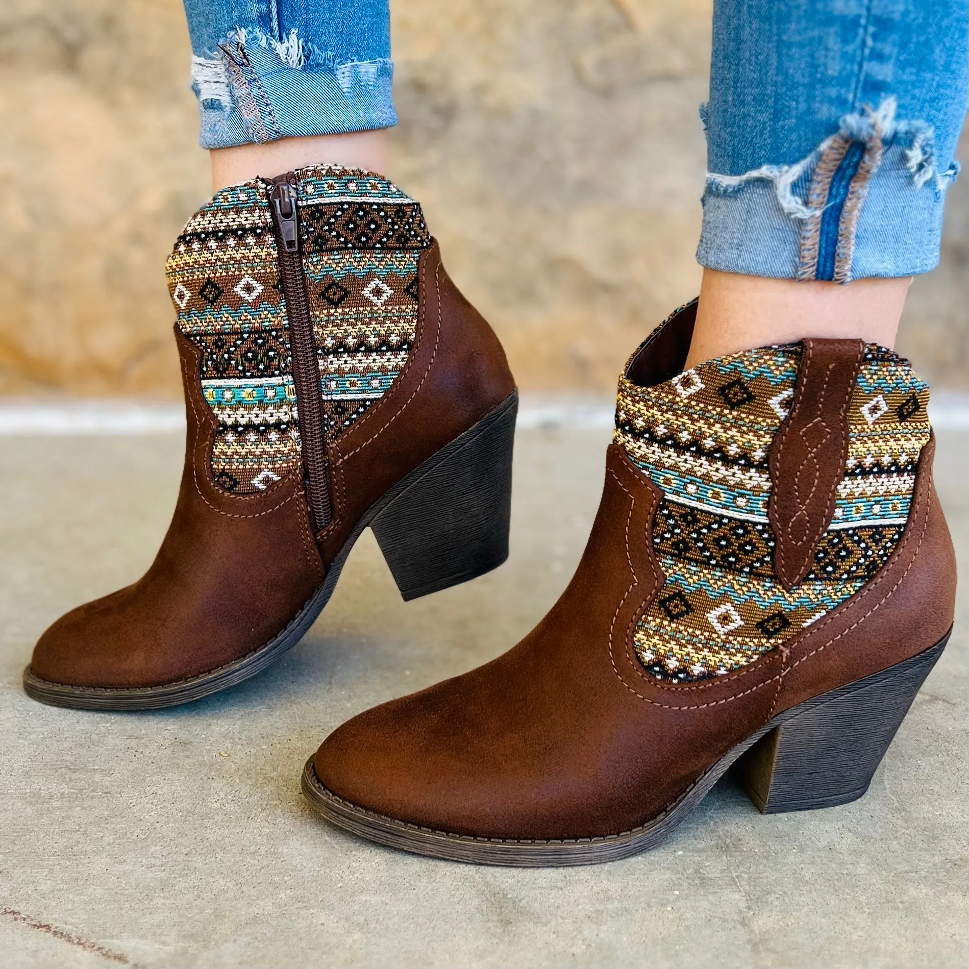 Hurley Brown Multi Distressed Booties*