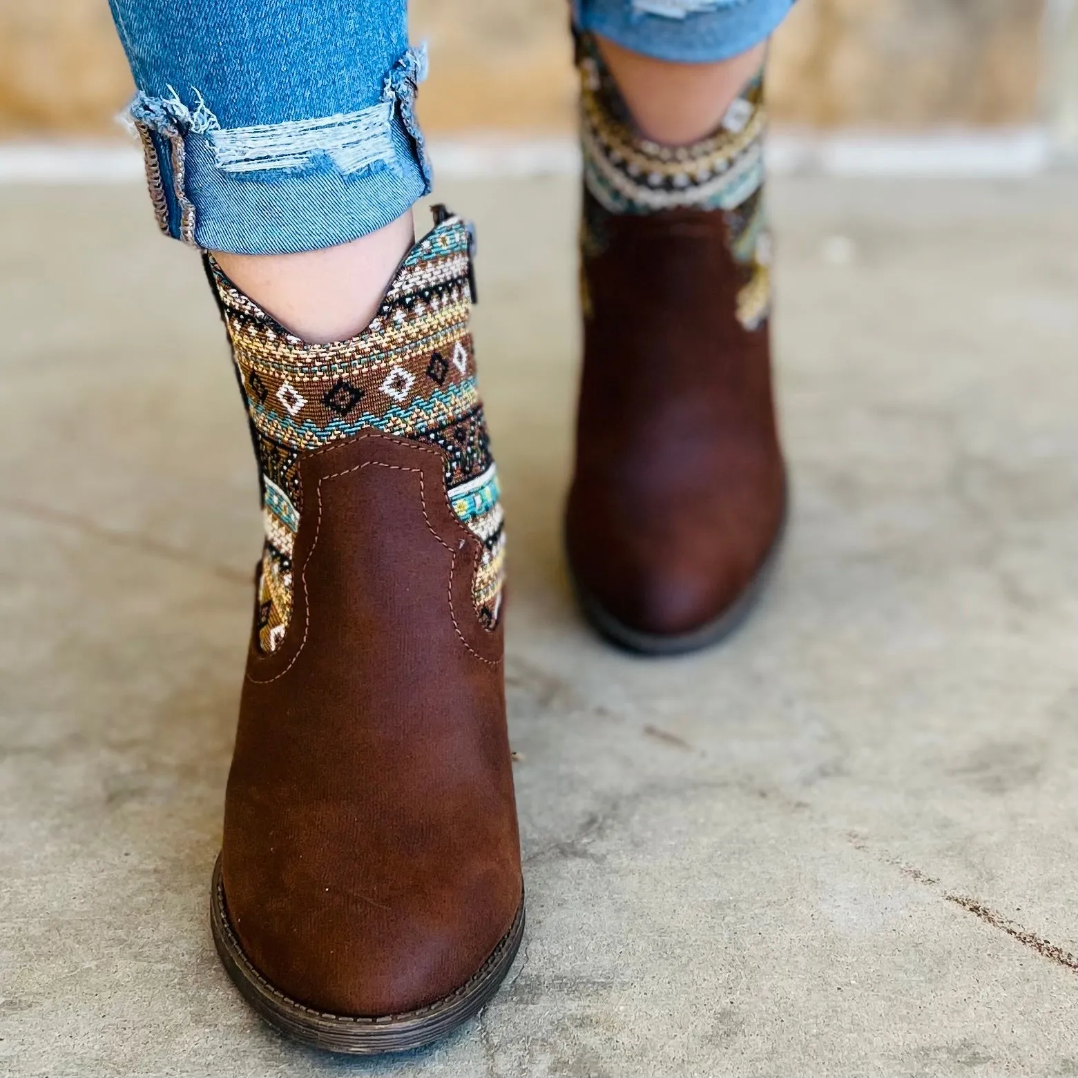 Hurley Brown Multi Distressed Booties*