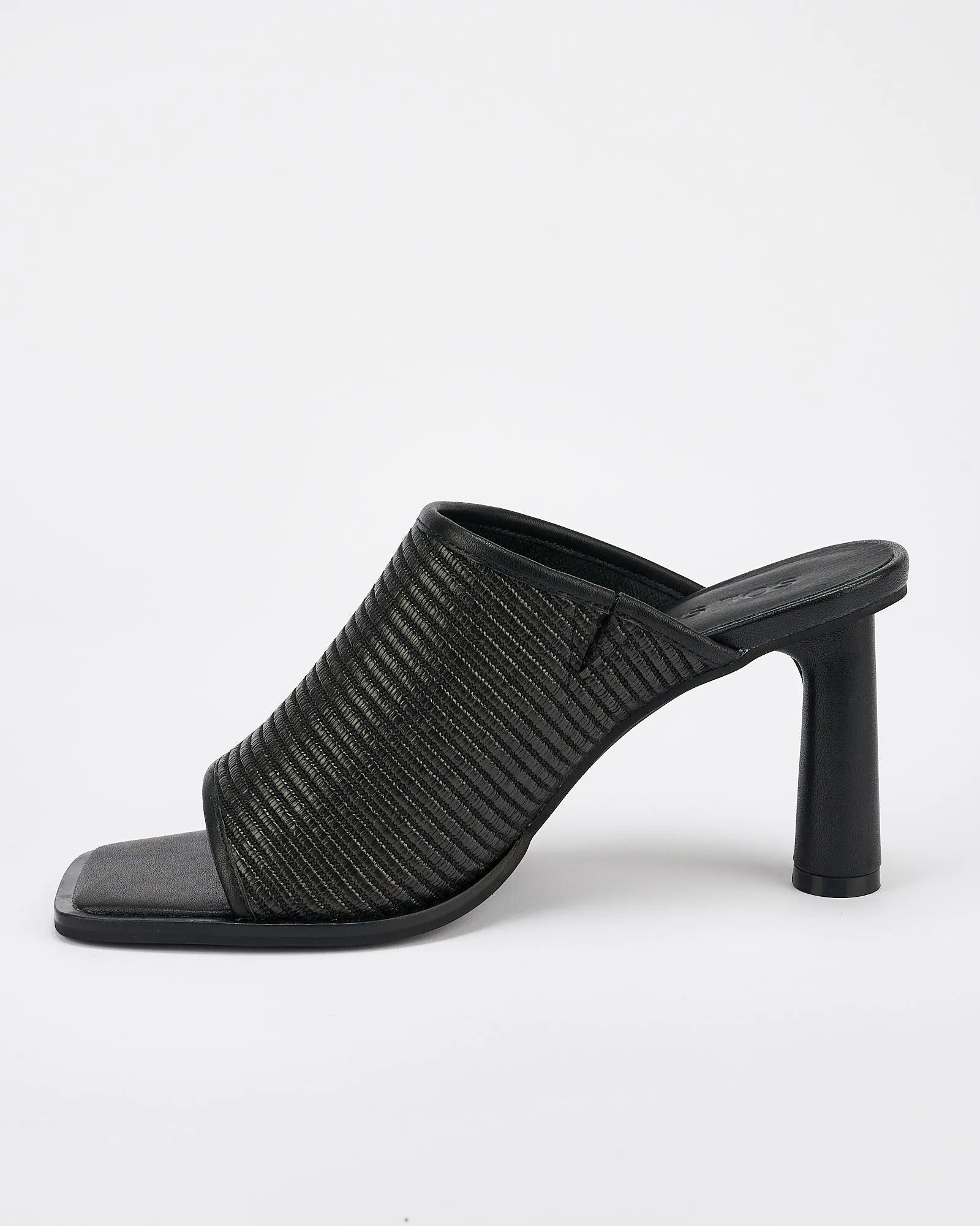 Jacque Heel Black Woven Textile