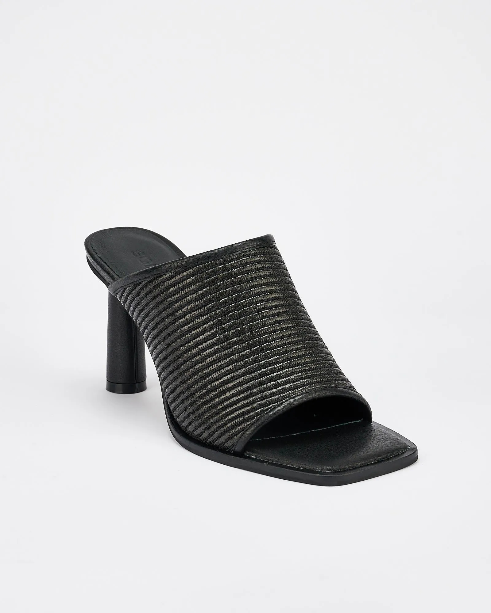 Jacque Heel Black Woven Textile