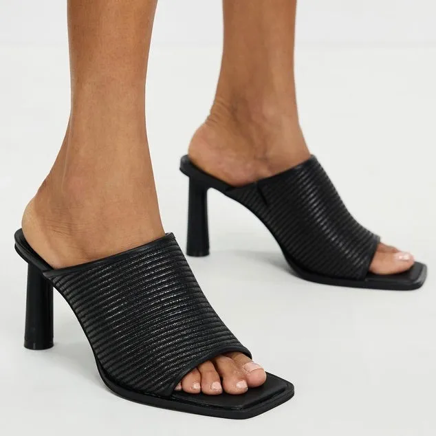 Jacque Heel Black Woven Textile