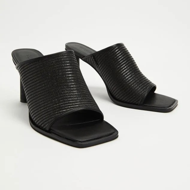 Jacque Heel Black Woven Textile