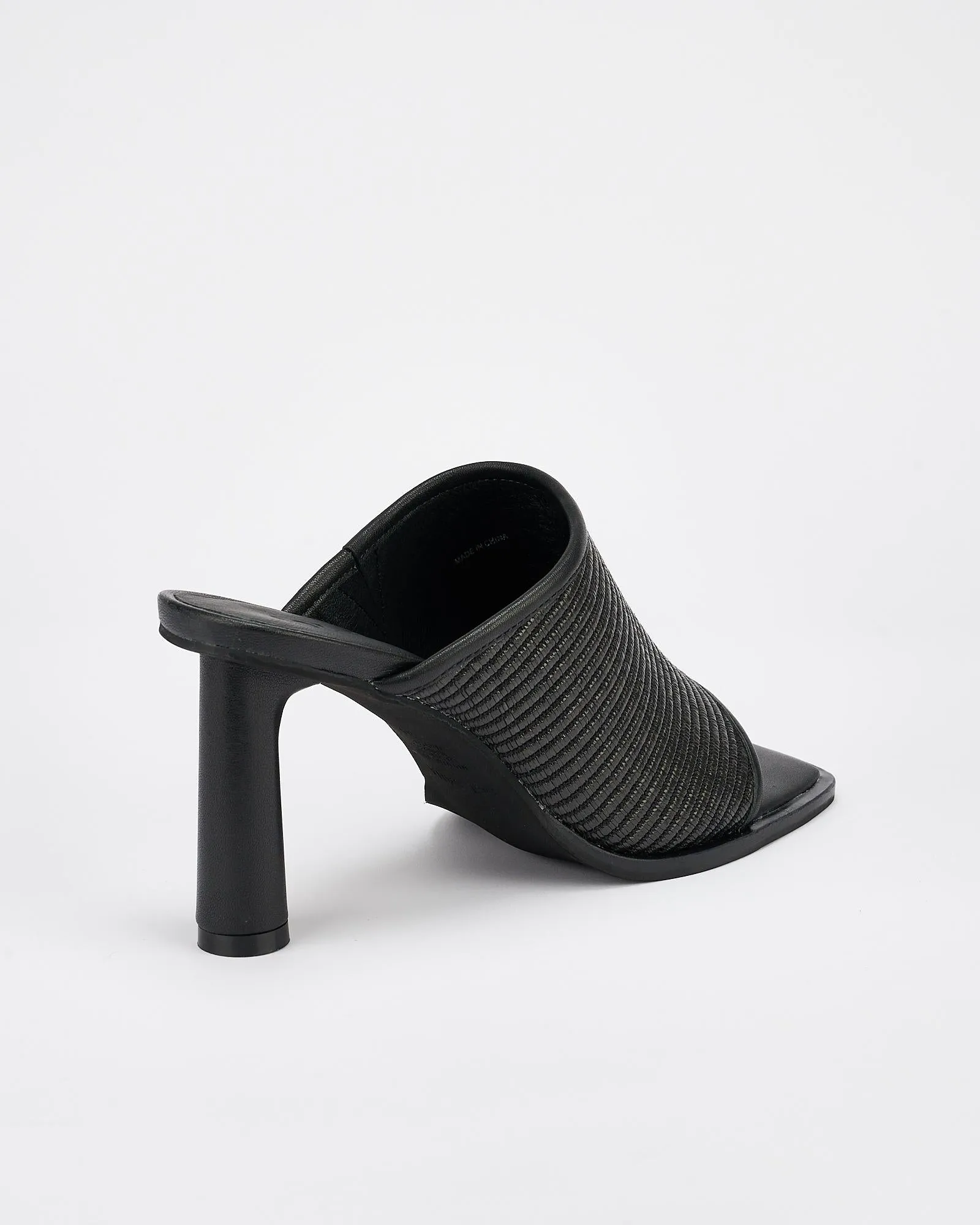 Jacque Heel Black Woven Textile