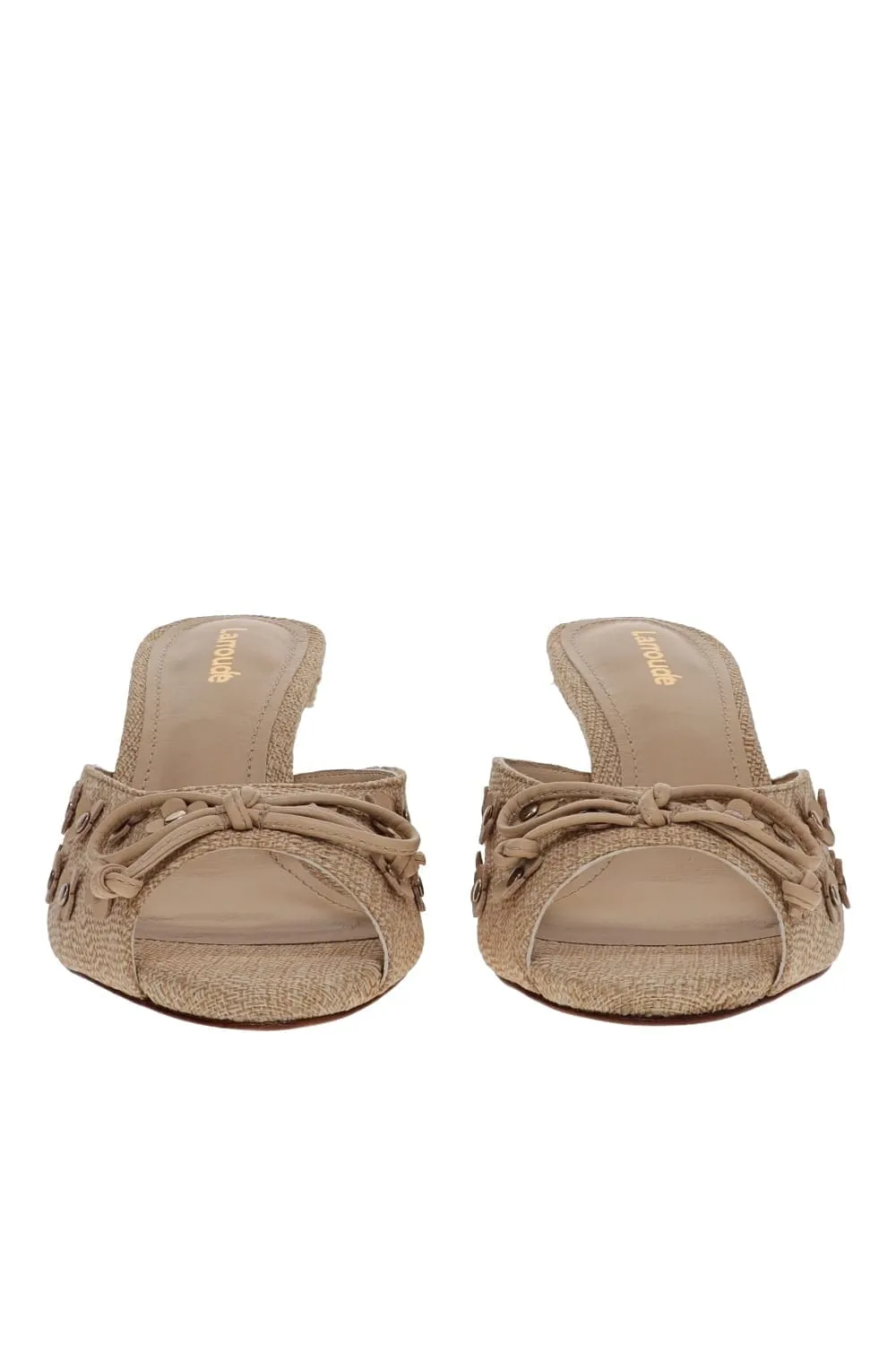 Jasmine Beige Raffia Embellished Mules