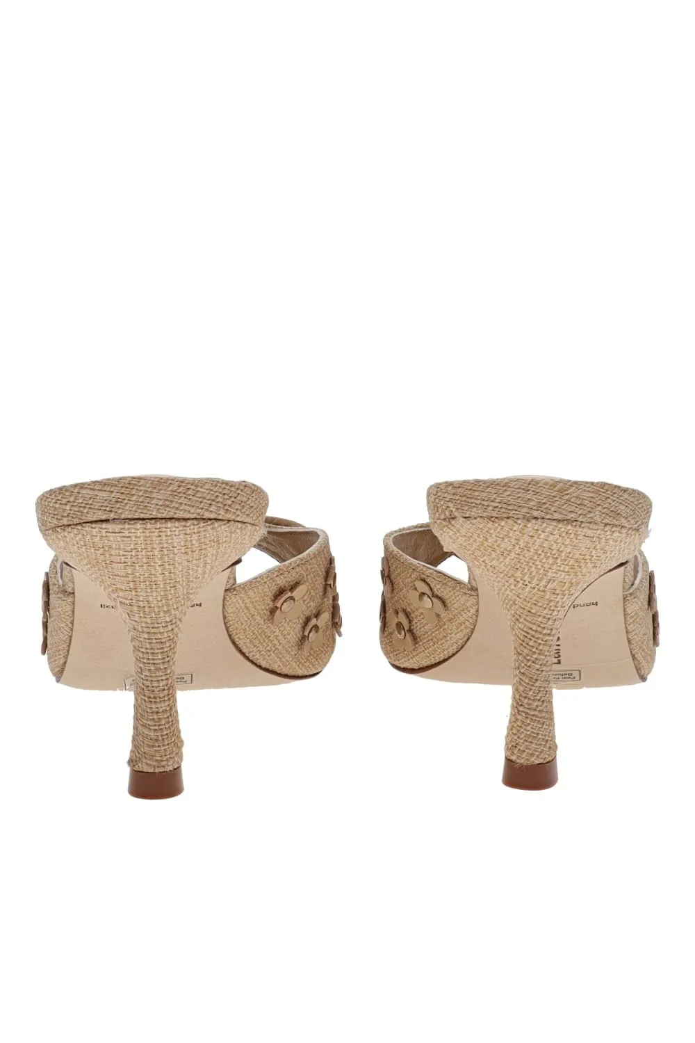 Jasmine Beige Raffia Embellished Mules