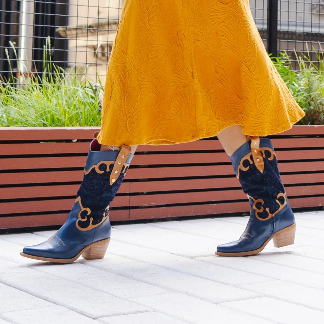 Jewel- Navy-Tan Cowboy boot