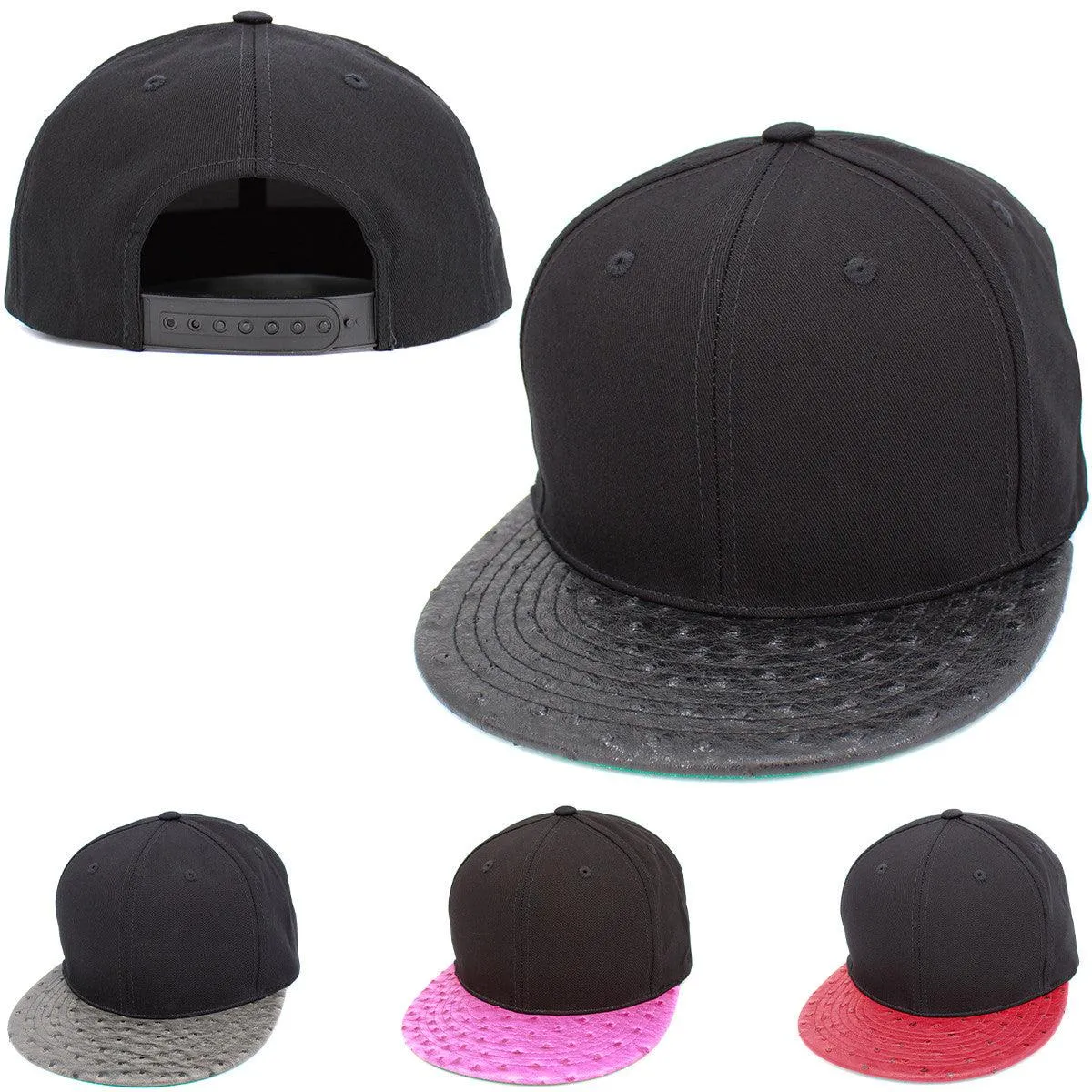 KB Faux Ostrich Bill Snapbacks