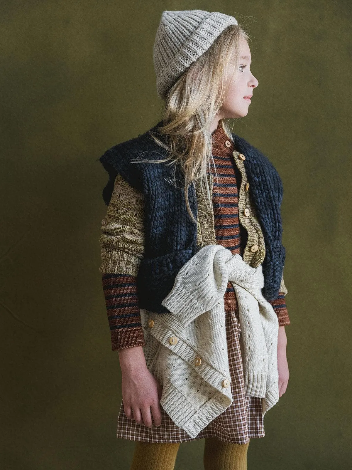 kids fisherman beanie in heather oatmeal