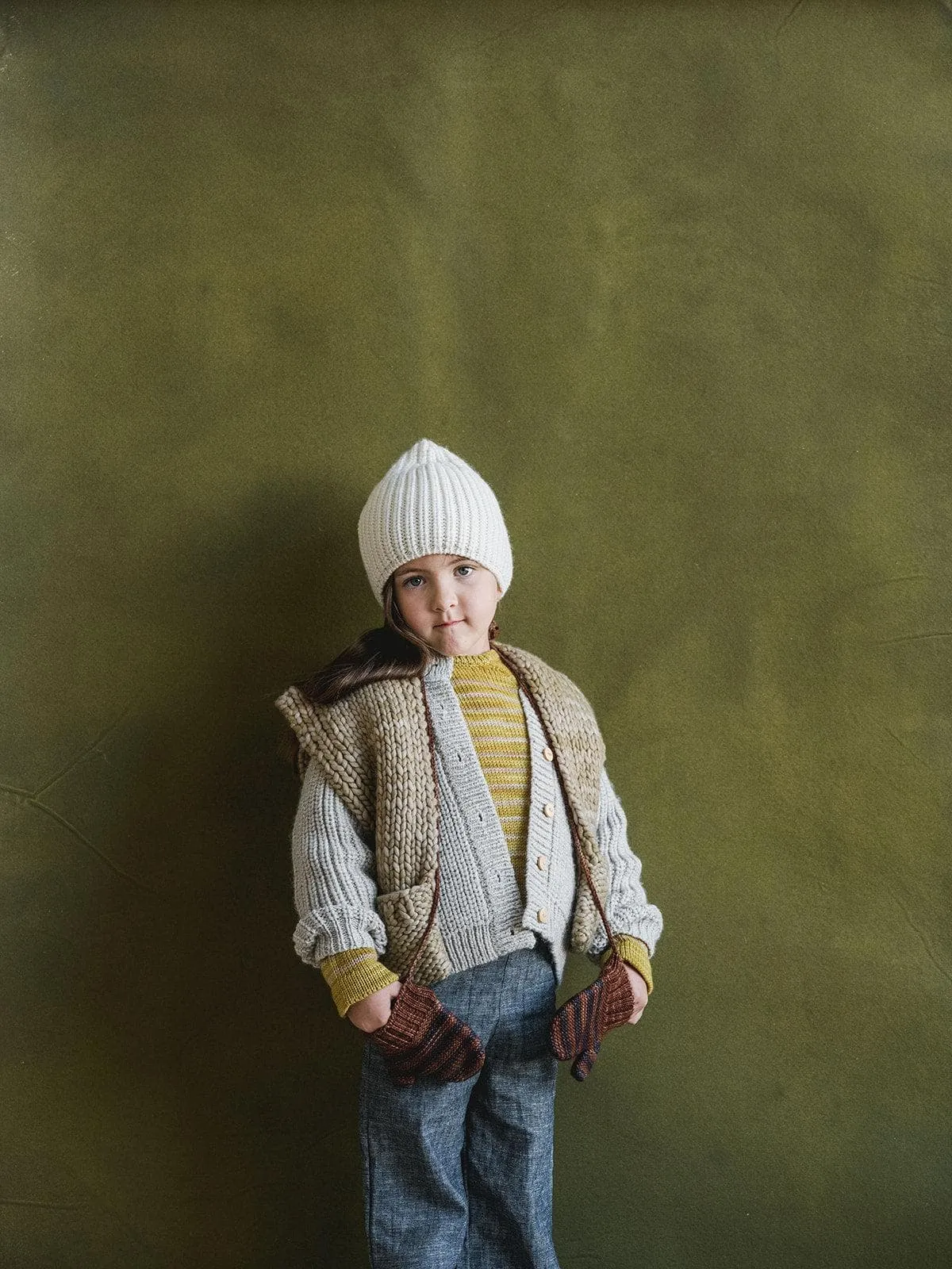 kids fisherman beanie in vintage eggshell