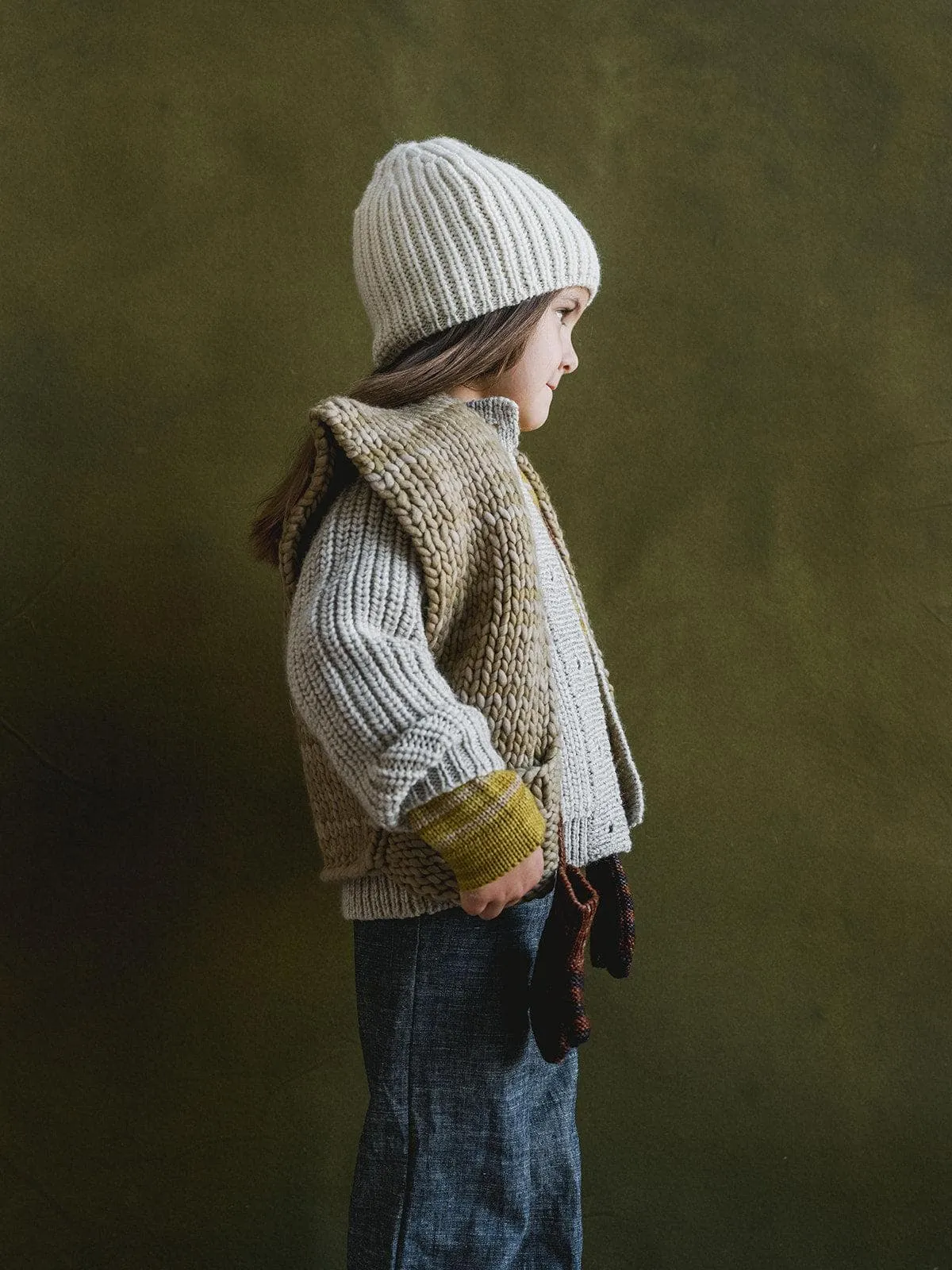 kids fisherman beanie in vintage eggshell