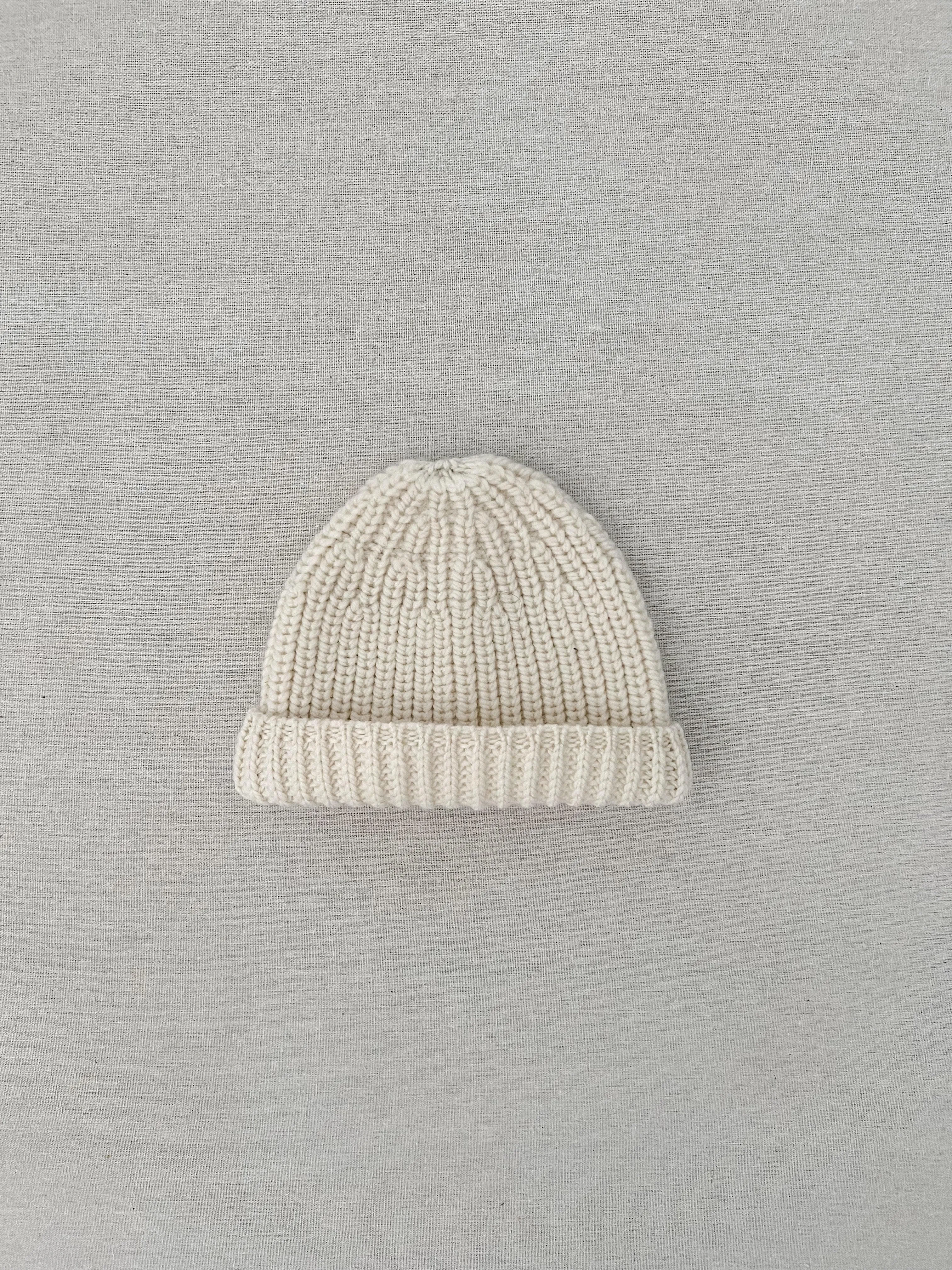 kids fisherman beanie in vintage eggshell