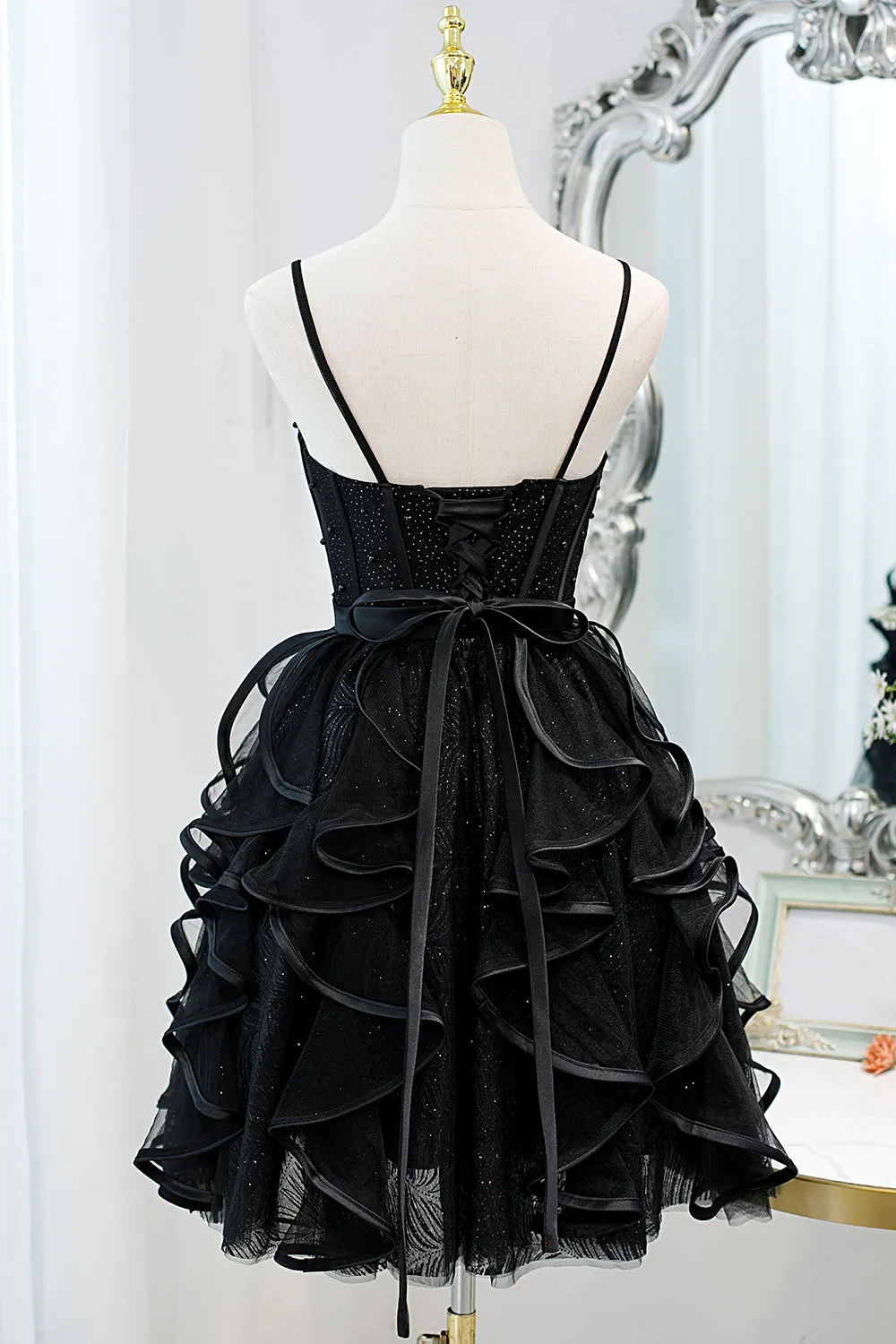 Little Black Dress with Sequins Simple Party Dress Homecoming Dress