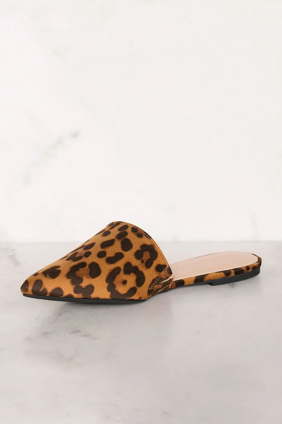 Lucy Leopard Print Pointed Toe Slides