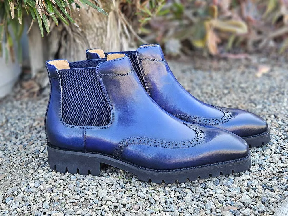 Lug Sole Chelsea Boot with Wingtip Toe