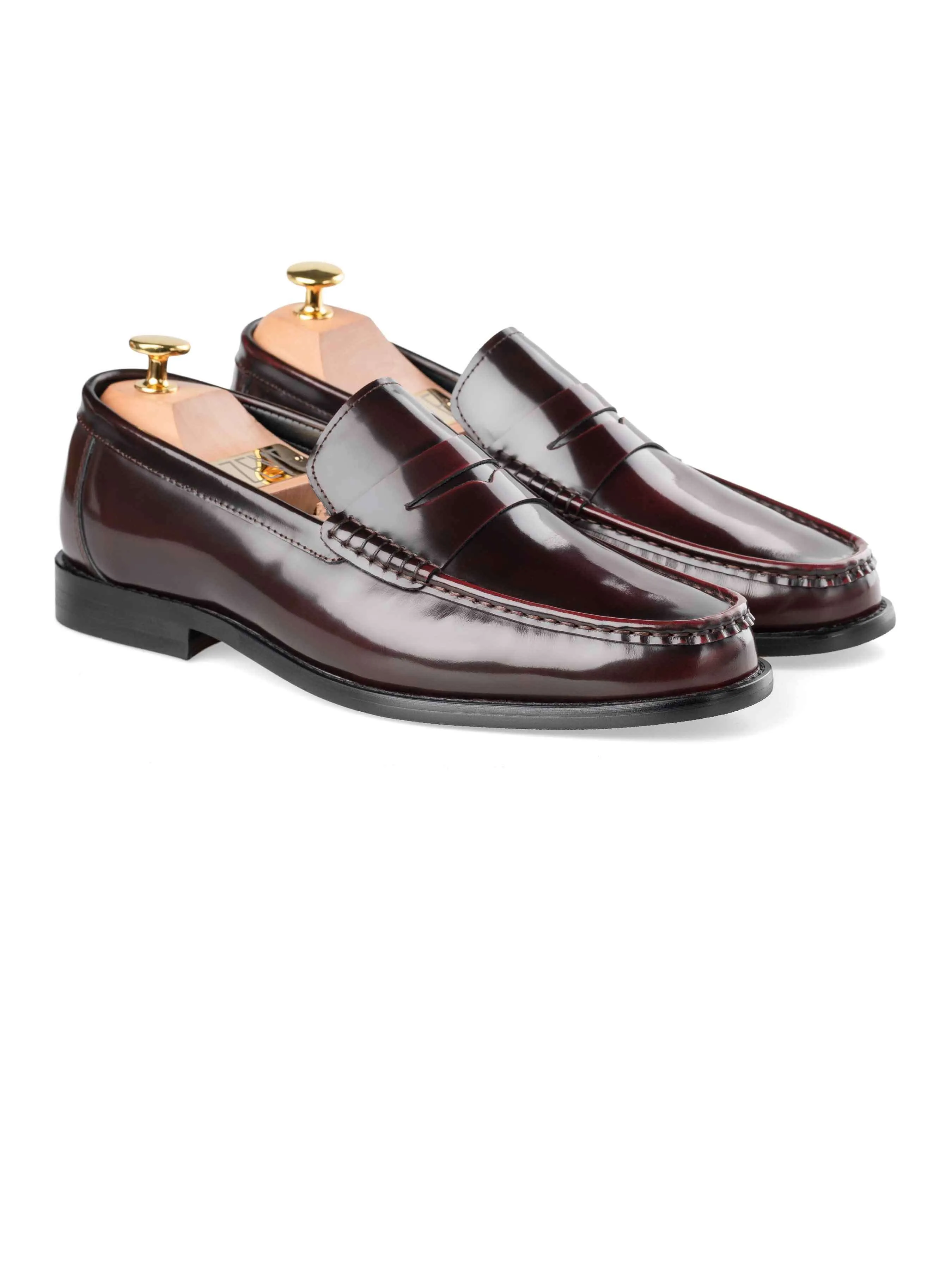 Marco Penny Loafer - Red Burgundy Polished Leather