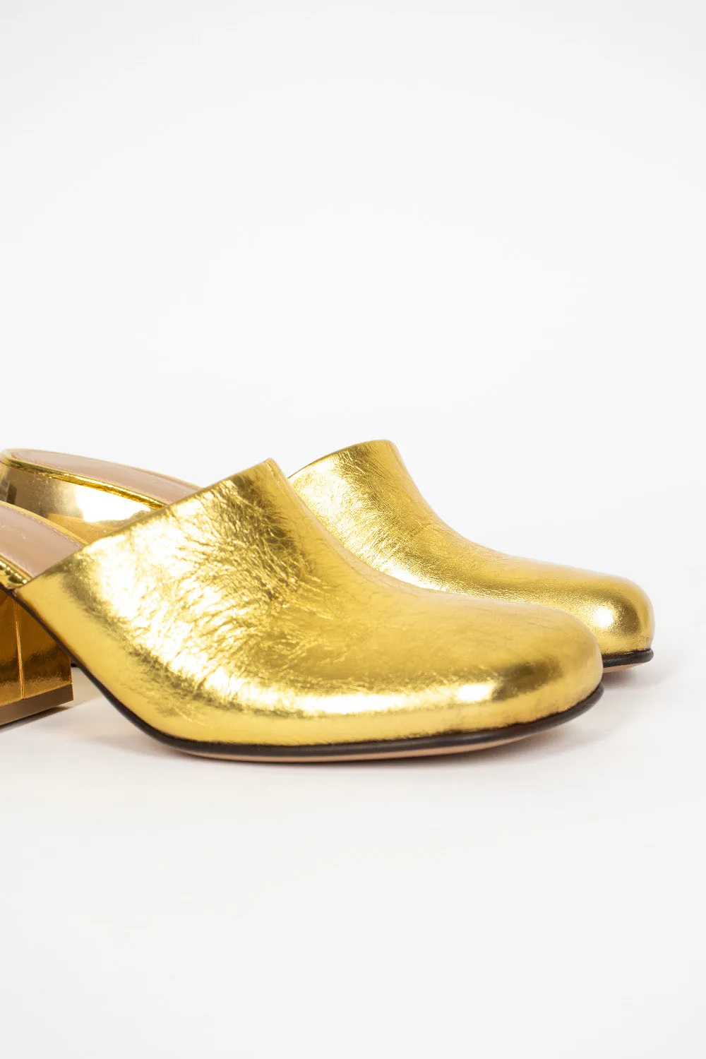 Metallic Leather Mules