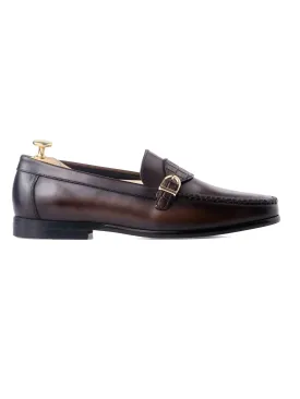 Moccasin Loafer Single Croco Strap - Coffee