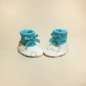 NICU Booties Dino Turquoise