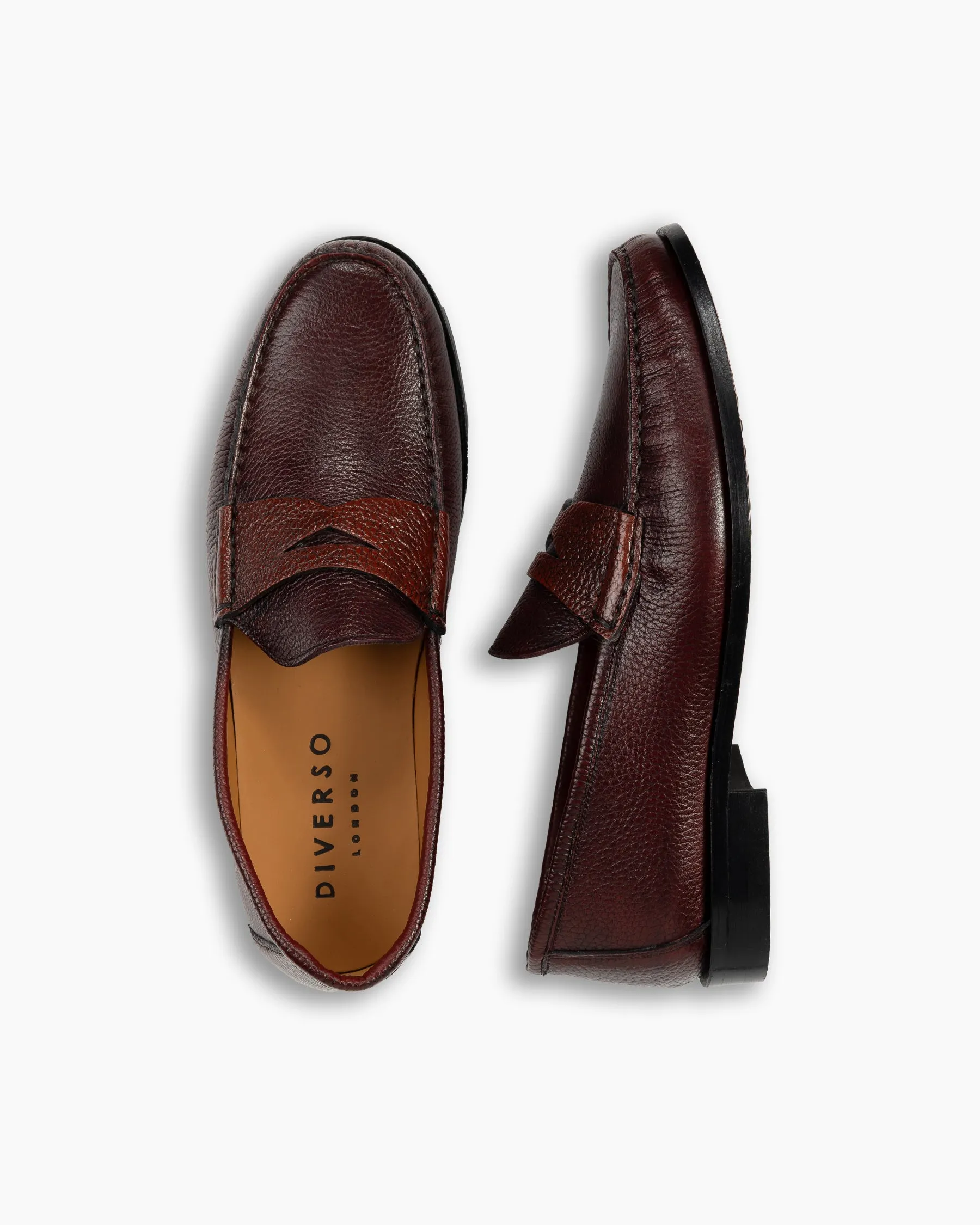 Oxblood Contrast Calf Leather Penny Loafer