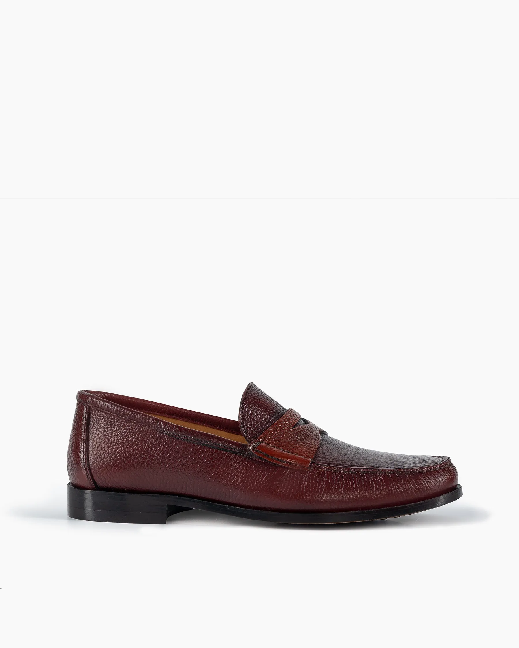 Oxblood Contrast Calf Leather Penny Loafer