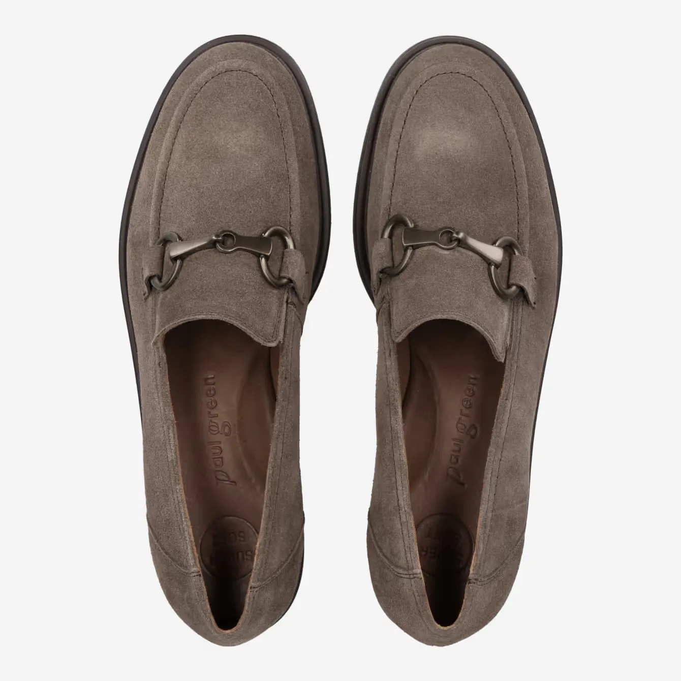 Paul Green Brown Suede Horsebit Buckle Loafers