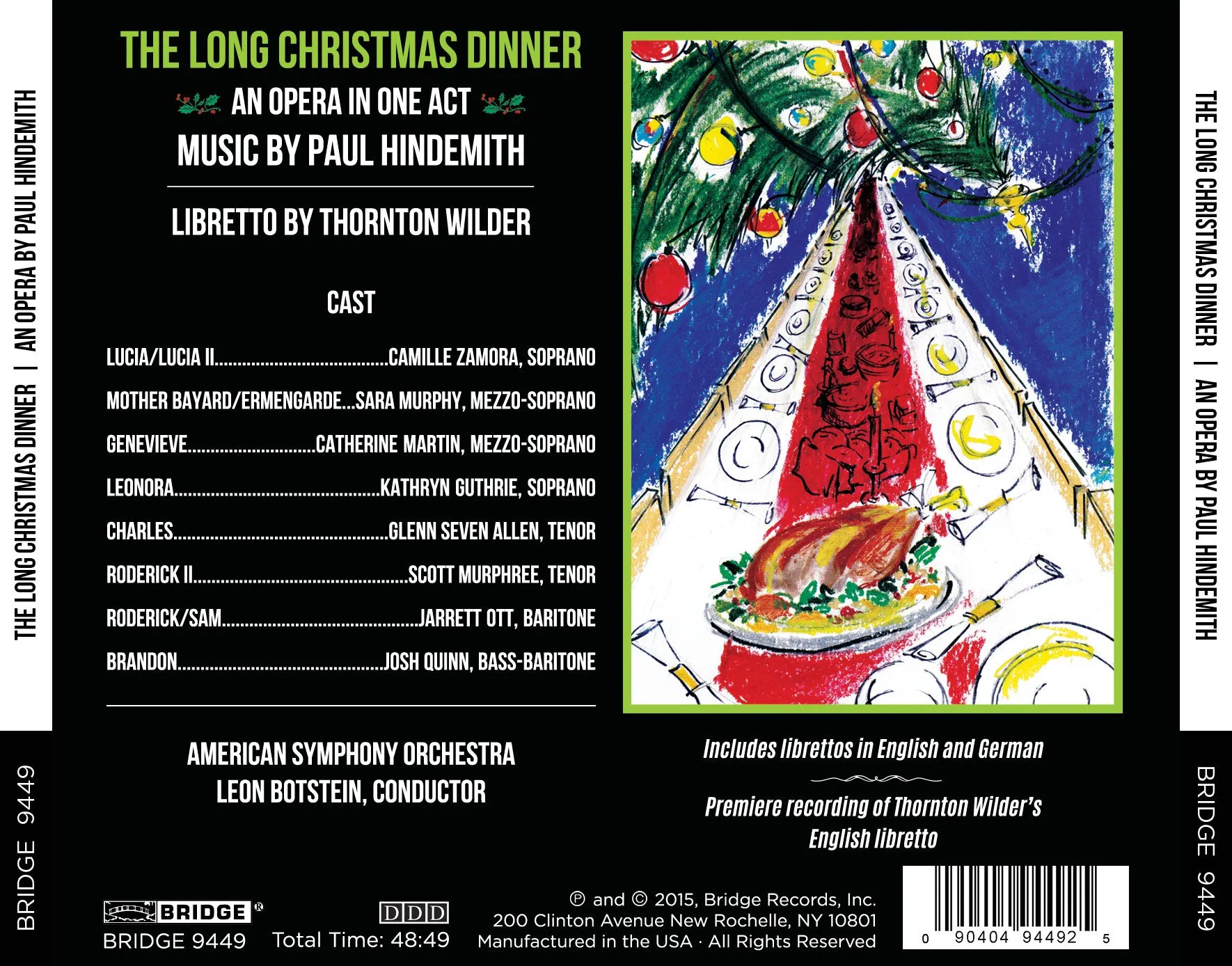 Paul Hindemith: The Long Christmas Dinner <BR> BRIDGE 9449