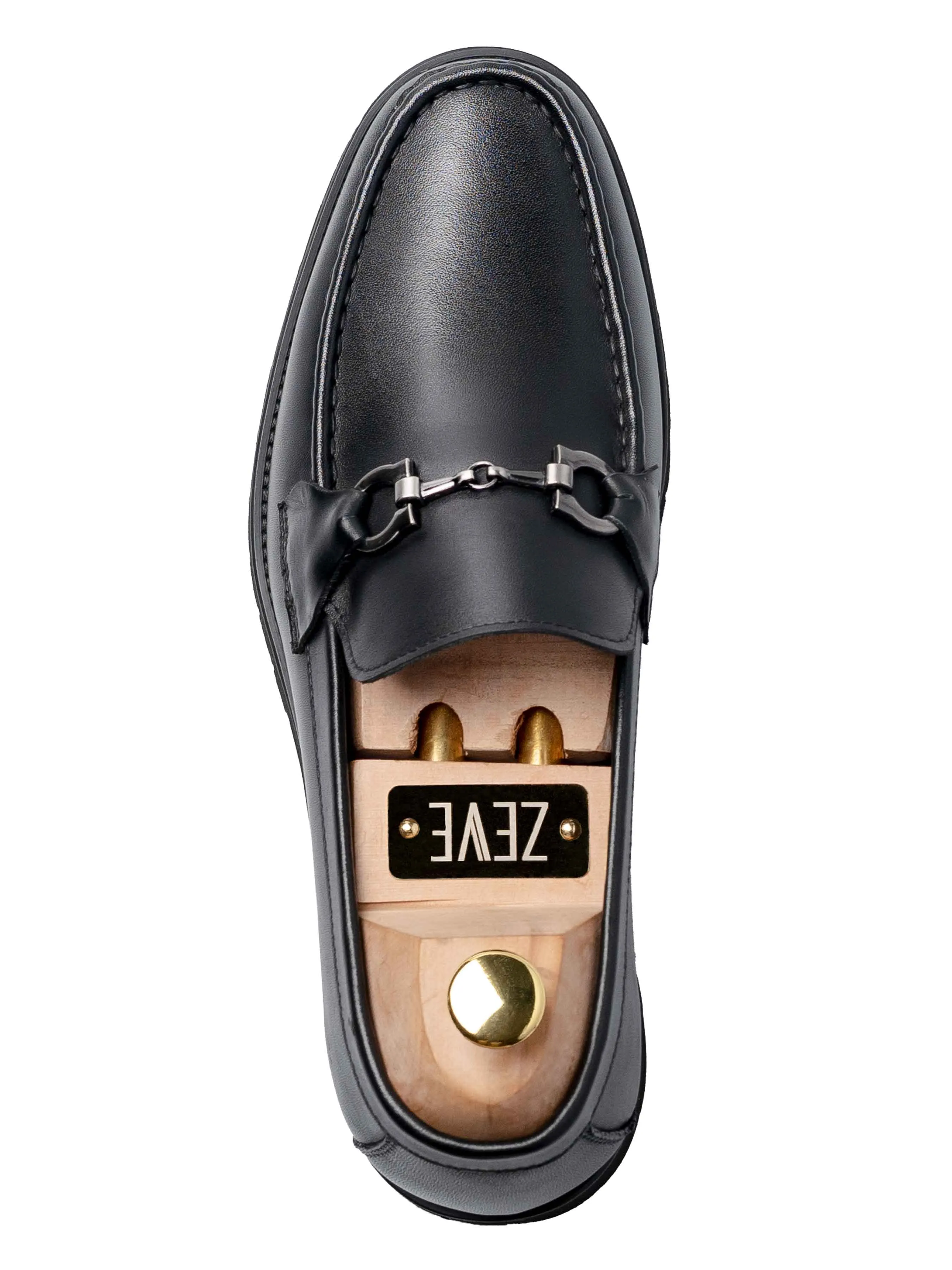 Penny Loafer Horsebit Silver Buckle- Black Leather (Eva Combat)