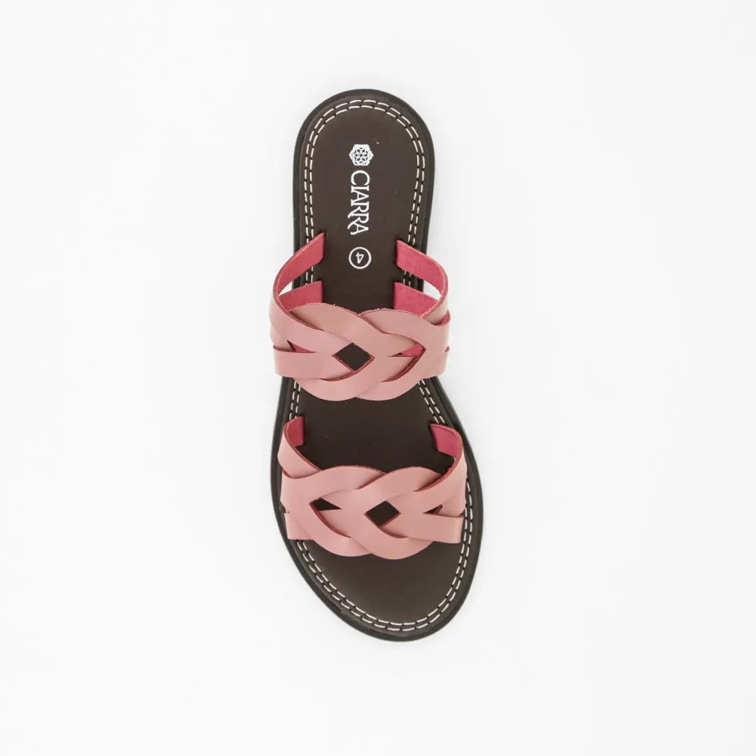 Push In Leather Weave Sandal