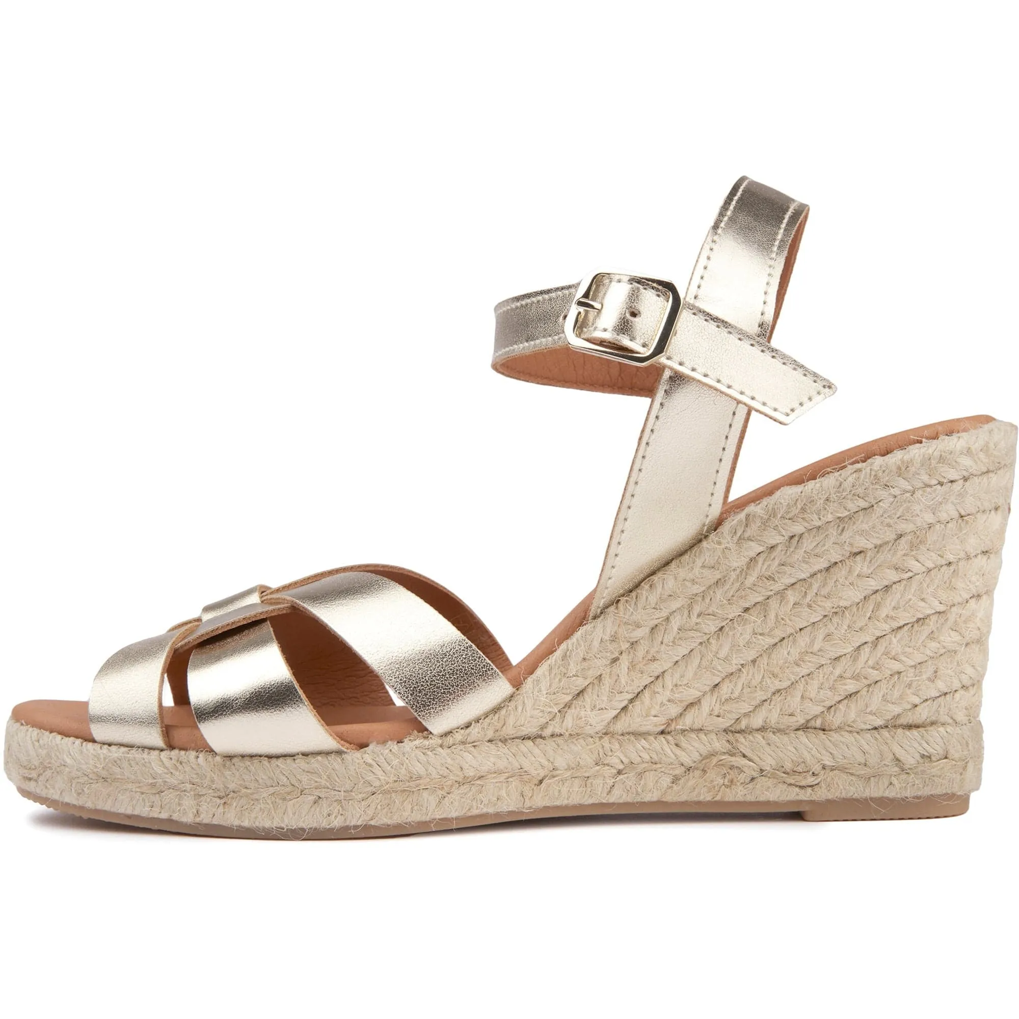 Rhubarb Women's Vegan Leather Espadrille Wedge Sandals | Gold Metallic