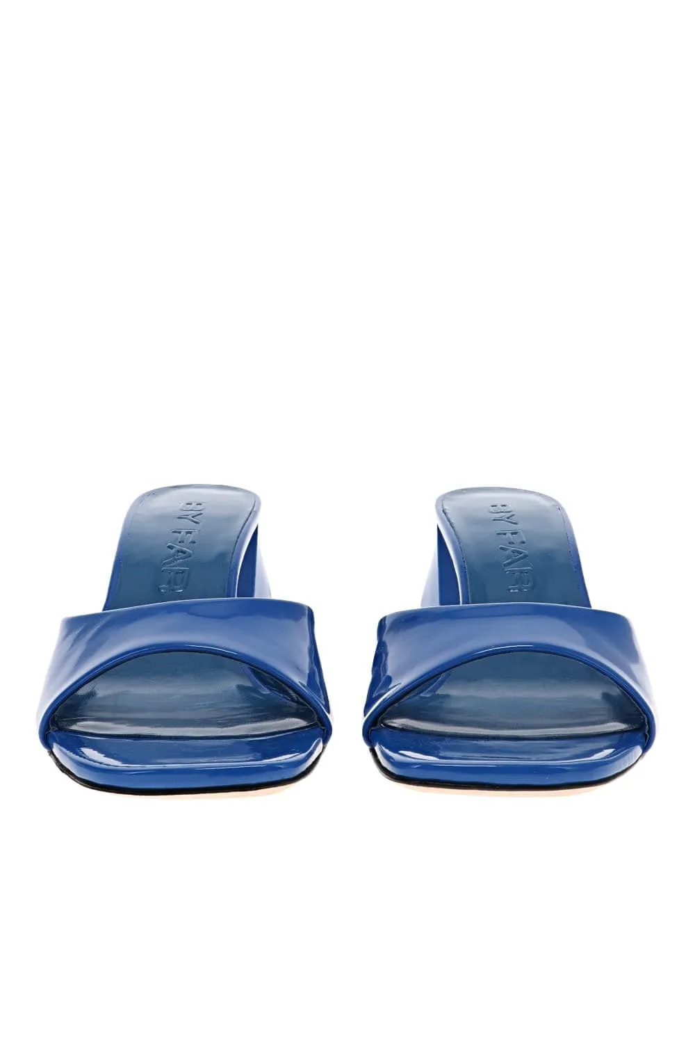 Romy Cerulean Patent Leather Mules