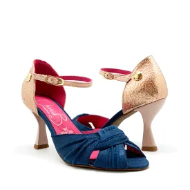 Scarlet -  Denim suede Blush heel peep toe shoe