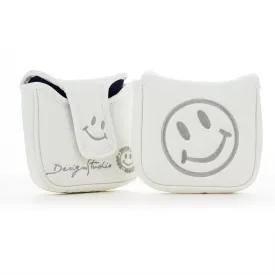 Smile Face High MOI Mallet Putter Headcover, Heel Shafted, White