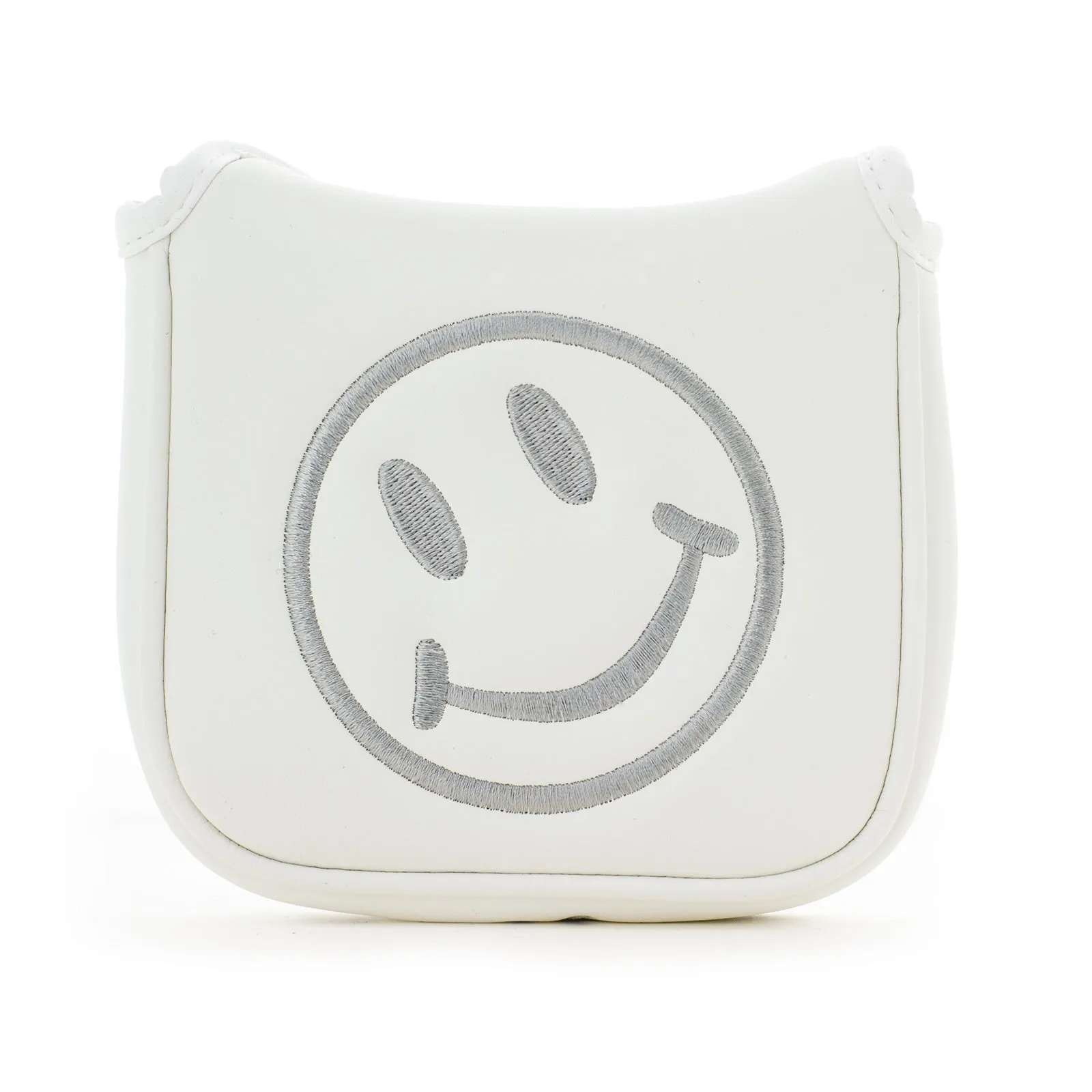 Smile Face High MOI Mallet Putter Headcover, Heel Shafted, White