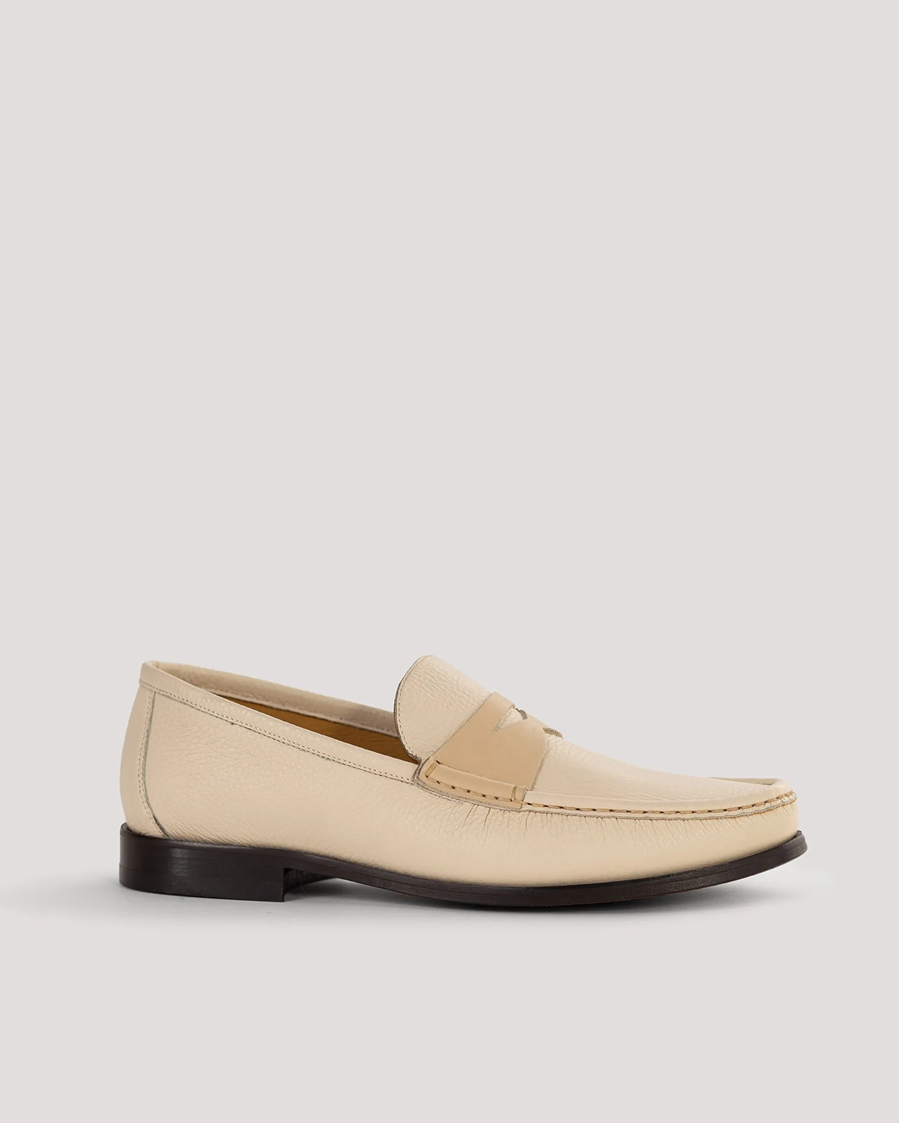 Stone Calf Leather Penny Loafer