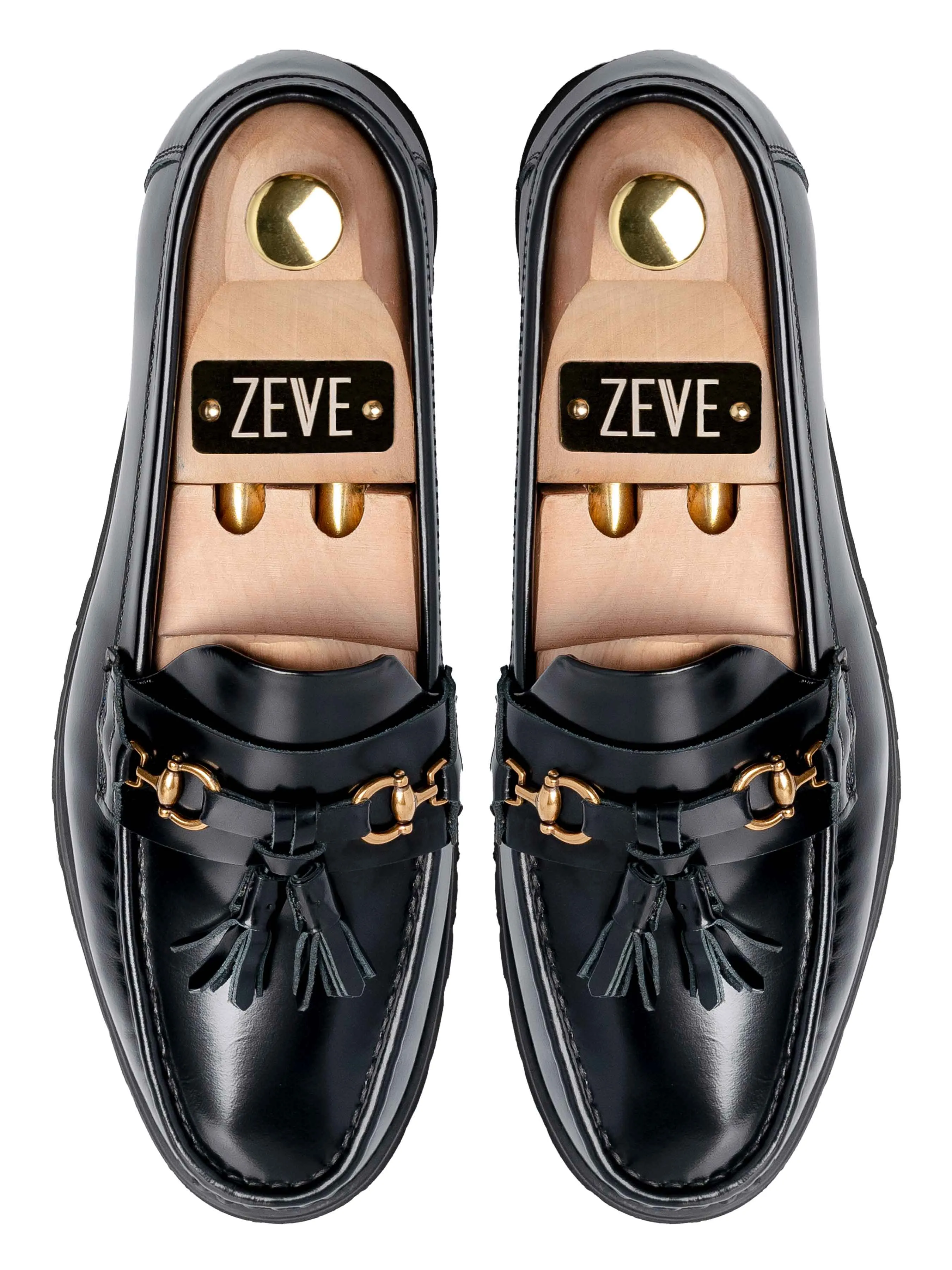 Tassel Moccasin Buckle Loafer - Black Patent Leather (Eva Combat)