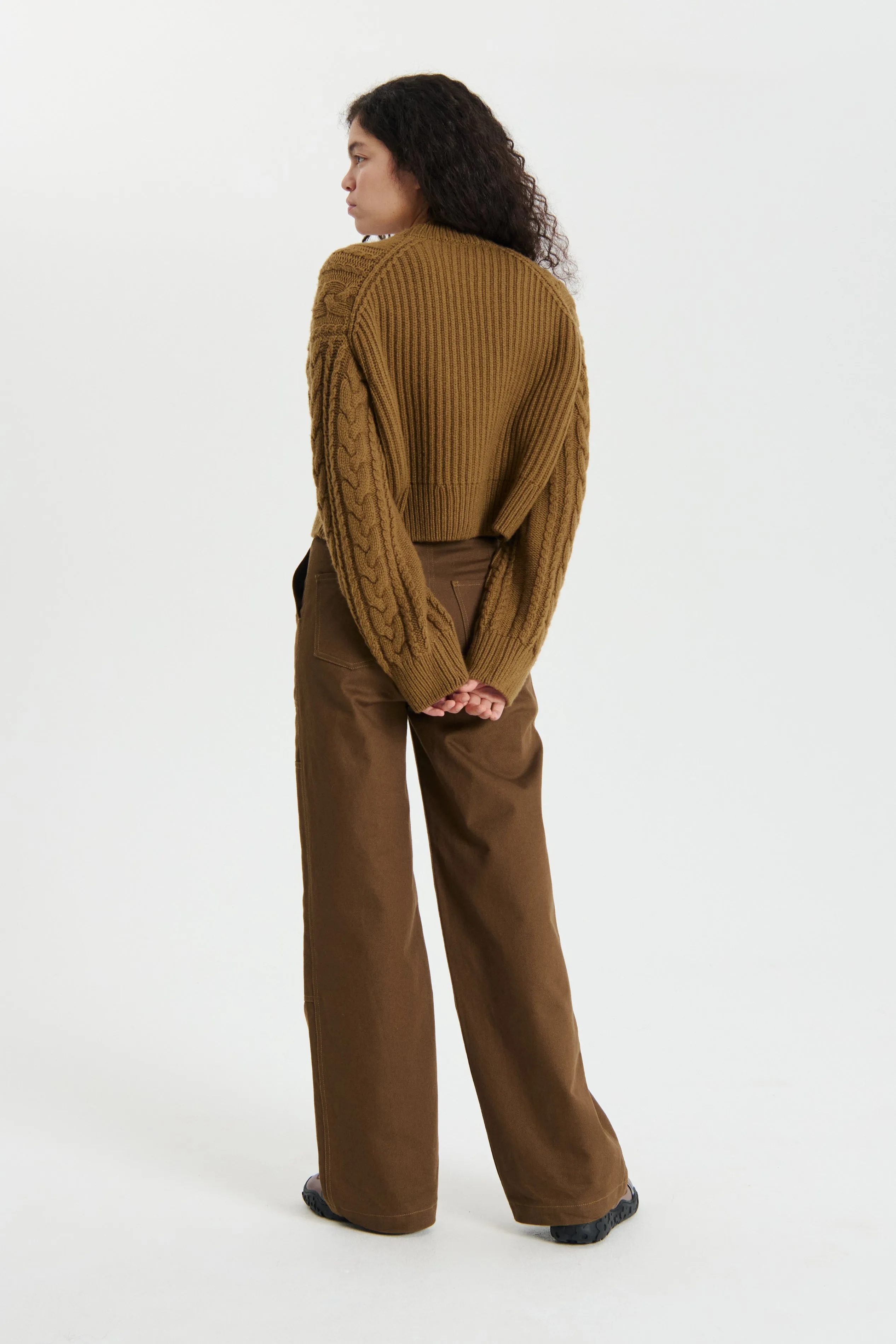 VIBEKE | JUMPER FISHERMAN KNIT LIGHT BROWN