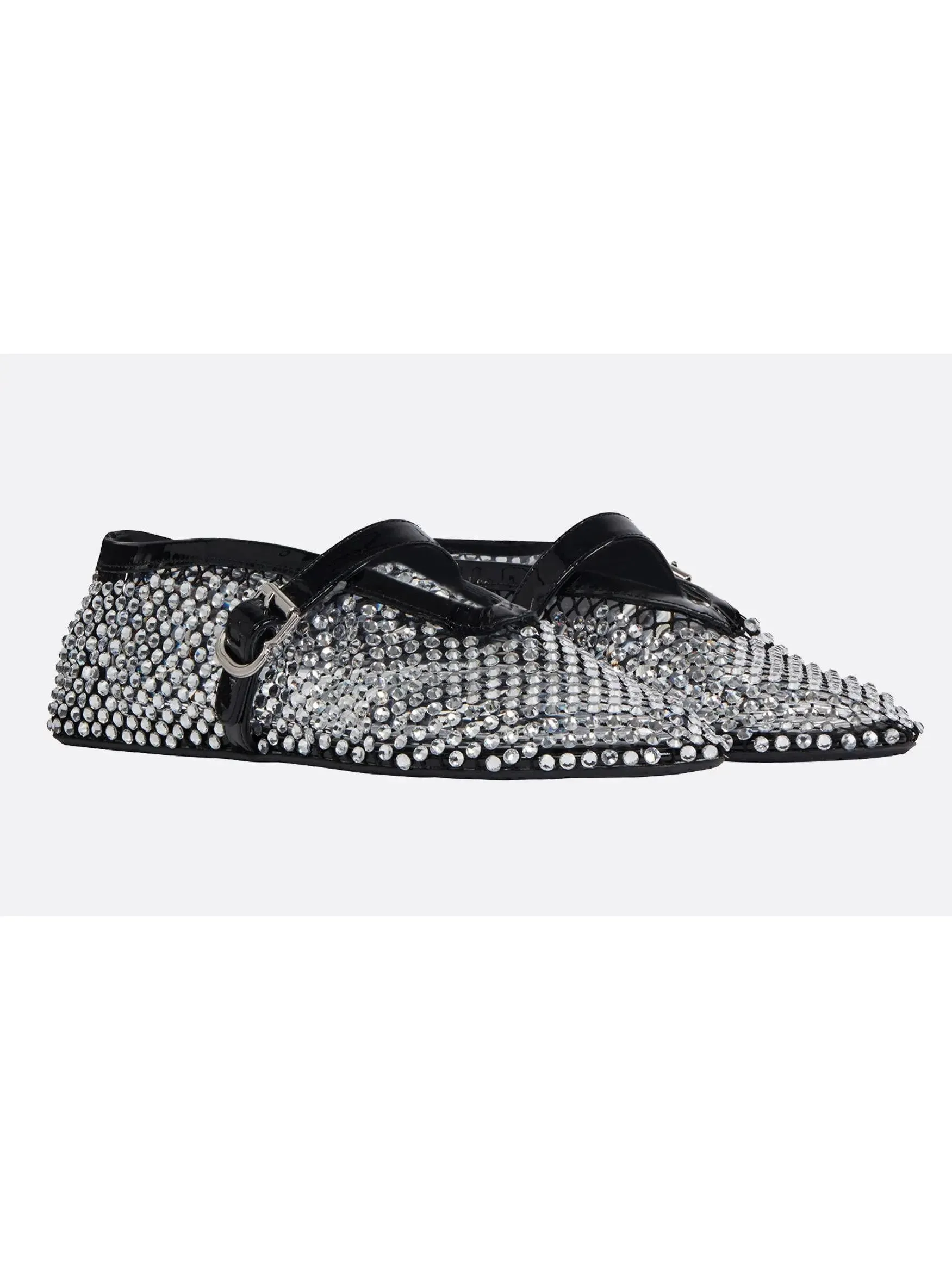 Women’s Ballet Flats in Fishnet and Strass