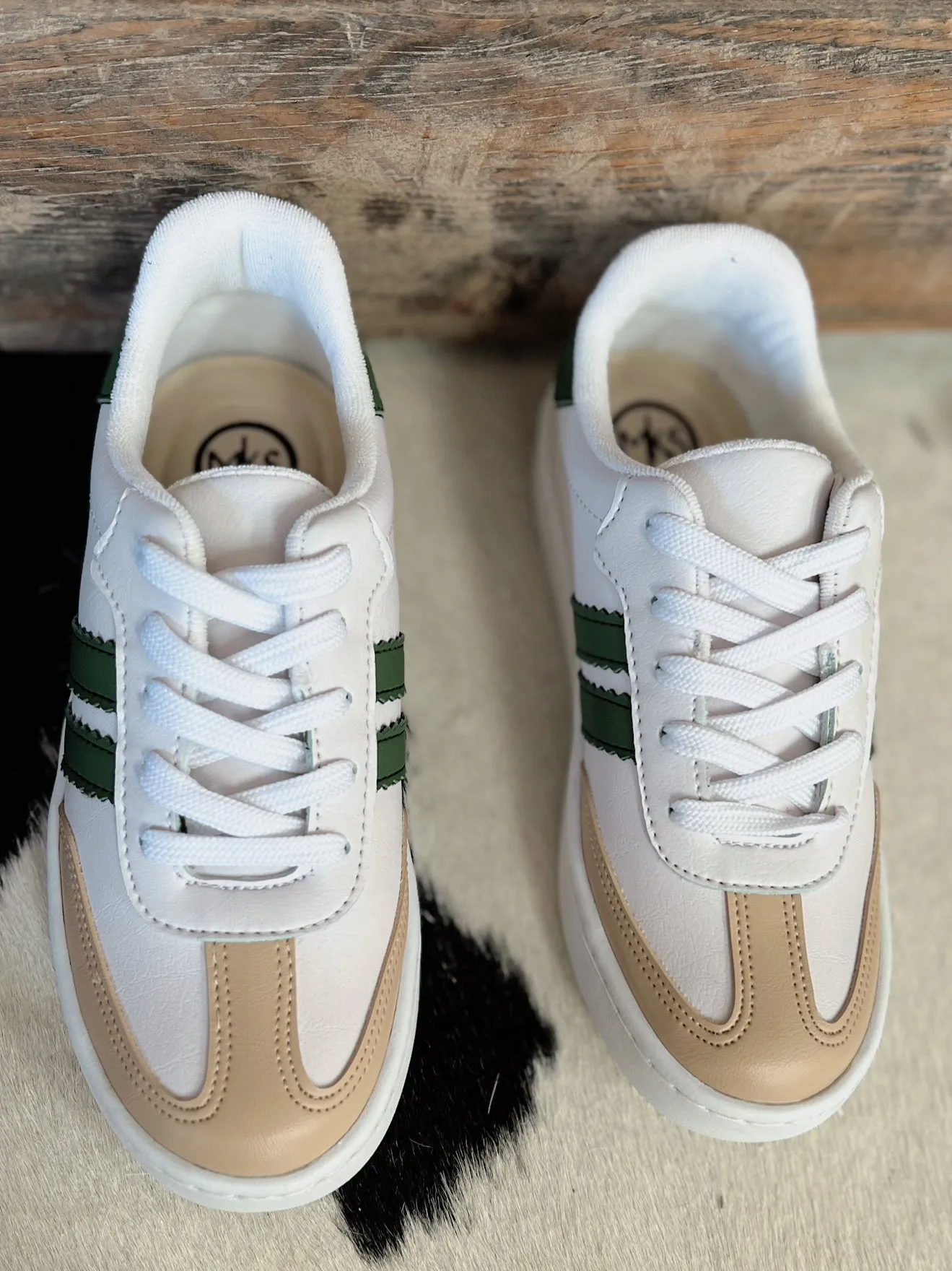 Women's Double Stripe Green Sneakers